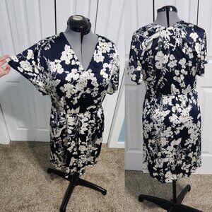 VINCE Arboretum Short-Sleeve Dress in Coastal Blue Size XXS EUC